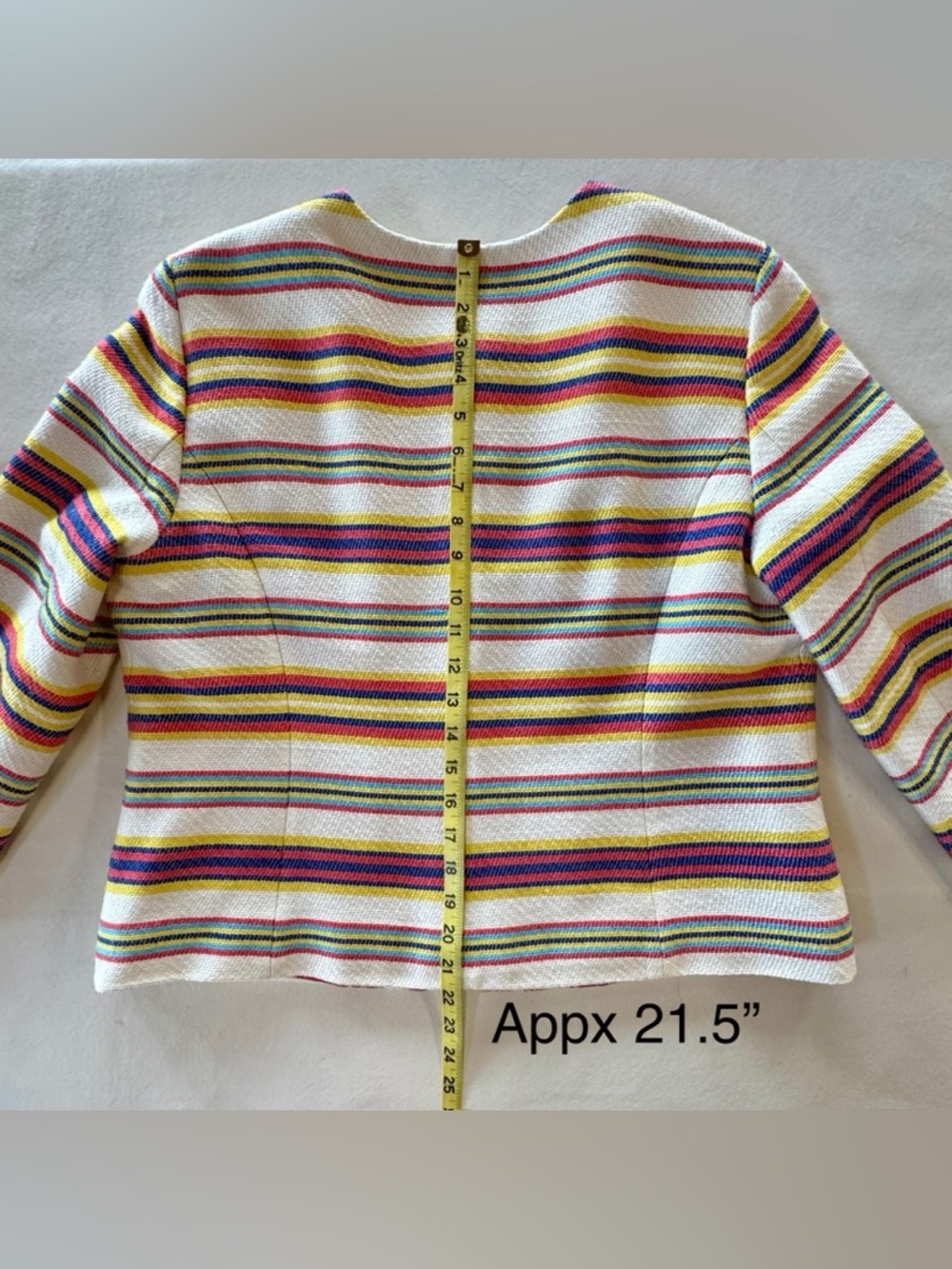 Talbots Striped Open-Front Lined Jacket Multicolor Striped Blazer (14) - Picture 14 of 17